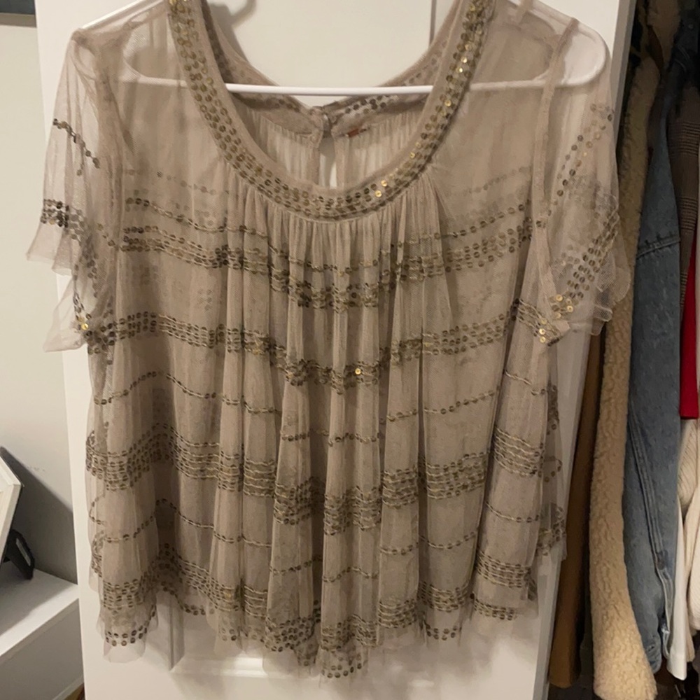 Free People Sequin and Mesh Top